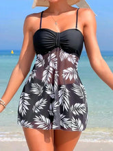 Load image into Gallery viewer, Summer Short Dress Split Swimsuit Women&#39;s Sexy Fashion High Waist Swimsuit Thickened Mesh Print Swimming Beach Wear