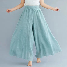 Load image into Gallery viewer, 2024 Sen Women's Artistic Plus Size Cotton Linen Pants Skirt Elastic Waist Solid Color Ethnic Style Wide Leg Pants Skirt