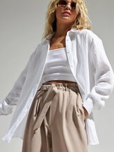 Load image into Gallery viewer, Bornladies 2025 Women&#39;s Spring Summer 100% Cotton Shirts Office Lady  Fashionable Solid Lady Long Sleeve Loose Tops Crepe Shirts