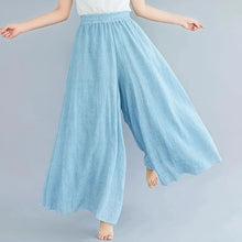Load image into Gallery viewer, 2024 Sen Women's Artistic Plus Size Cotton Linen Pants Skirt Elastic Waist Solid Color Ethnic Style Wide Leg Pants Skirt
