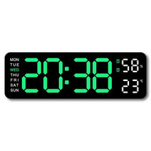 Load image into Gallery viewer, 9 Inch Large Digital Wall Clock USB Powered TEMP Humidity Week Auto Dimmer DST Table Clock 12/24H Electronic LED Alarm Clock