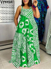 Load image into Gallery viewer, Maxi Long Dress Sexy Sleeveless Bohemian Printed Party Sundress 2024 VONDA Summer Tank Vestidos Beach Loose Casual Robe Oversize