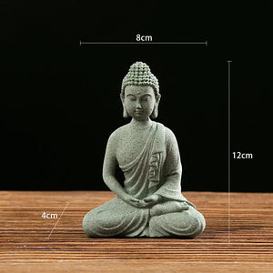 Garden Buddha Stone Statue Mini Buddhist Monks Buddha Sculpture Ornaments Household Craft Ornament for Office Garden Decor