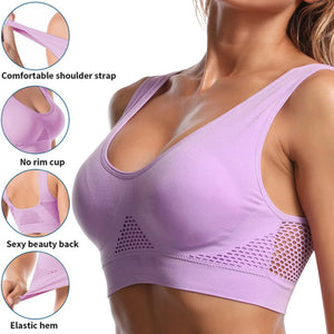 Seamless Mesh Women Sports Bras Fitness Gym Running Underwear Shockproof Bra Wireless 6XL Plus Size Crop Top Breathable Yoga Bra