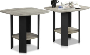 Simple Design End Table, 2-Pa, French Oak Grey/Bla