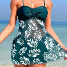 Load image into Gallery viewer, Summer Short Dress Split Swimsuit Women&#39;s Sexy Fashion High Waist Swimsuit Thickened Mesh Print Swimming Beach Wear