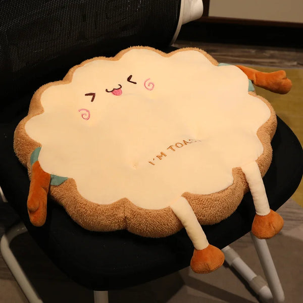 Simulation Bread Toast Cushion Stuffed Memory Foam Sliced Bread Food Pillow Sofa Chair Decor Seat Cushion Cute Student Chair Pad