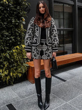 Load image into Gallery viewer, Street Print Coat Shorts Set Women Loose O-neck Lantern Cardigans Elastic Shorts Female Suit 2024 Autumn Fashion Y2k Lady Outfit