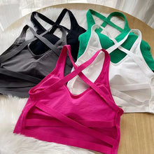 Load image into Gallery viewer, Summer Fashion Sexy Crop Top Women Bra Hollowed Back Cross Strap Yoga Sports Bra Breathable Underwear Female Fitness Vest