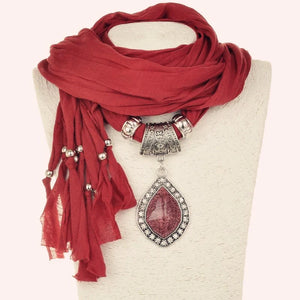 Alloy Jewelry Scarf, Pendant Scarf, Polyester Sweat Cloth 180x40 Women's Autumn and Winter Scarf