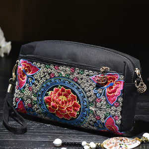 New Handheld Women's Bag Ethnic Style Embroidery Bag Embroidery Canvas Bag Cross Shoulder Bag Handbag