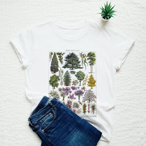 Vintage Illustration Botanical T Shirt Boho Style Floral Print Women T-Shirts Cute Ladies Tops Aesthetic Cottagecore Clothes
