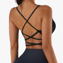 Load image into Gallery viewer, Women Cross Strap Sports Bra Top Women Push Up Sport Bra Yoga Gym Crop Top Brassiere Fitness Top Sport Bra Breathable Bras