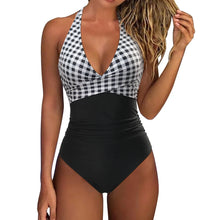 Load image into Gallery viewer, Women One Piece Set Swimsuit Print  Backless Puch Up Solid Sexy Women&#39;s Swimwear Bandage Ruched Female Bathing Suit Beachwear