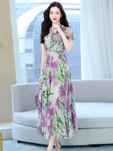 Load image into Gallery viewer, Women Party Clothes Floral Chiffon Summer 2023 New Long Dress Beach Korean Fashion Elegant Boho Tunics Prom V-Neck Midi Dresses