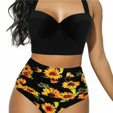 Load image into Gallery viewer, Women Push Up Bikini Set Summer Sexy Slim Flower Print Female High Waist Swimming Suits