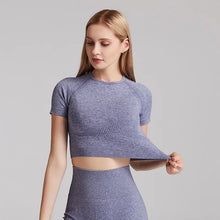 Load image into Gallery viewer, Women Seamless Yoga T-Shirt Fitness Crop Top Workout Gym  Shirts Short Sleeve Quick-drying Yoga T-shirts Sportswear Female