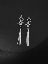 Load image into Gallery viewer, S925 Silver Art Retro Knot Tassel Earrings Elegant Bride Ethnic Style Ear Clip