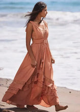 Load image into Gallery viewer, canwedance Summer Beach Dress Sleeveless Cotton Maxi Dresses Boho Style Solid Color Lace Ruffled Sundress Mujer Vestidos