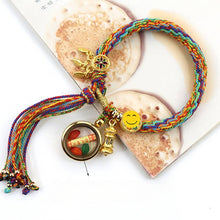 Load image into Gallery viewer, Tibetan Thangka Hand Rope Hand Rubbing Cotton Rope Woven Bracelet Five-way God of Wealth Eye Zakiram Green Tara Wenzhu Thangka