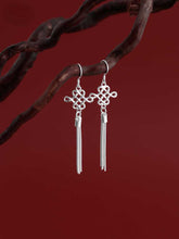 Load image into Gallery viewer, S925 Silver Art Retro Knot Tassel Earrings Elegant Bride Ethnic Style Ear Clip