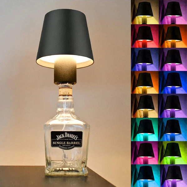 Wireless Wine Bottle LED Table Lamp - Dimmable USB Rechargeable