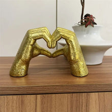 Load image into Gallery viewer, Modern Heart-Hand Gesture Sculpture - Gold Finish Desktop Decor