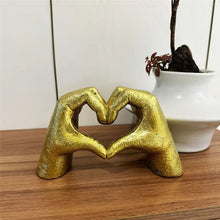 Load image into Gallery viewer, Modern Heart-Hand Gesture Sculpture - Gold Finish Desktop Decor