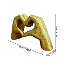 Load image into Gallery viewer, Modern Heart-Hand Gesture Sculpture - Gold Finish Desktop Decor