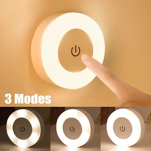 Modern Touch-Sensor LED Night Light - Portable USB Rechargeable