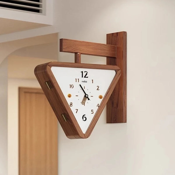 Creative Double-Sided Corner Wall Clock - Silent Geometric Design