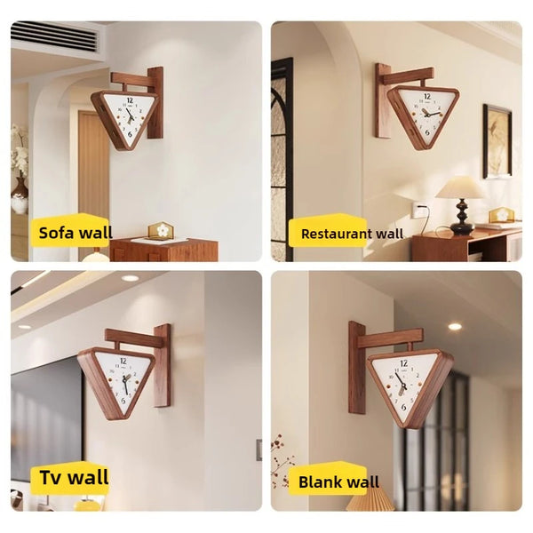 Creative Double-Sided Corner Wall Clock - Silent Geometric Design