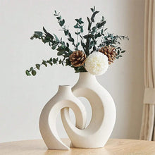 Load image into Gallery viewer, Minimalist European Ceramic Vase Set - Modern White Decor