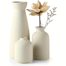 Load image into Gallery viewer, Rustic Farmhouse Ceramic Vase Set - Modern 3-Piece Collection