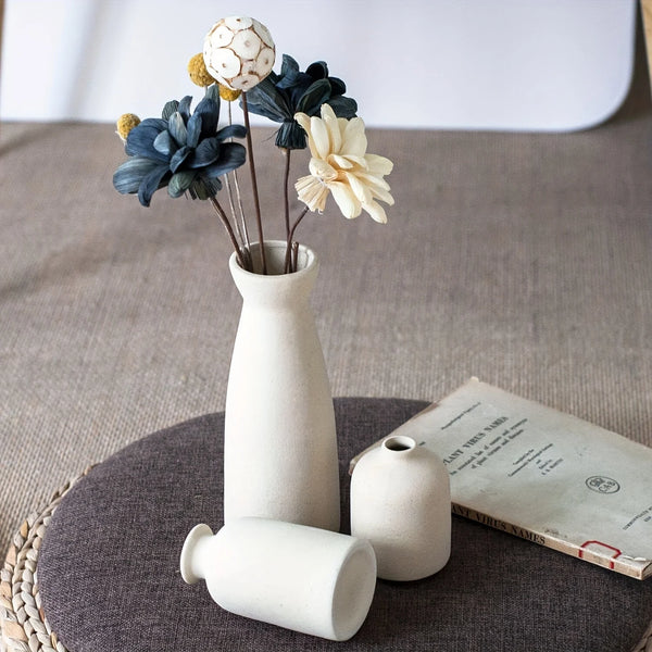 Rustic Farmhouse Ceramic Vase Set - Modern 3-Piece Collection