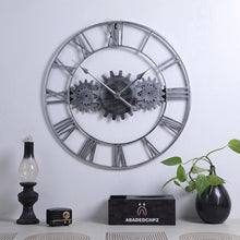 Load image into Gallery viewer, Retro Roman Numeral Metal Wall Clock - 3D Silent Iron Design