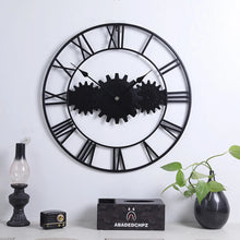 Load image into Gallery viewer, Retro Roman Numeral Metal Wall Clock - 3D Silent Iron Design