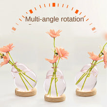 Load image into Gallery viewer, Modern Hydroponic Glass Vase - Elegant Wooden Base Accent