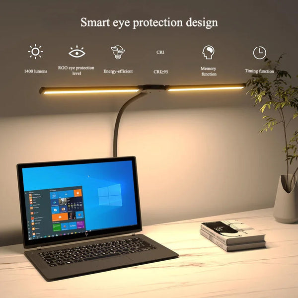 Eye-Caring 10W LED Clamp Desk Lamp - Flexible USB Powered Light