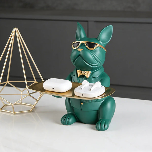 Bulldog Guardian Statue & Storage Tray