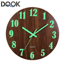 Load image into Gallery viewer, Nordic Luminous Silent Wood Wall Clock