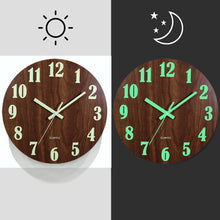 Load image into Gallery viewer, Nordic Luminous Silent Wood Wall Clock