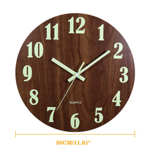 Load image into Gallery viewer, Nordic Luminous Silent Wood Wall Clock