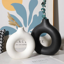 Load image into Gallery viewer, Nordic Hollow Donut Ceramic Vase - Minimalist Modern Art