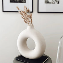 Load image into Gallery viewer, Nordic Hollow Donut Ceramic Vase - Minimalist Modern Art