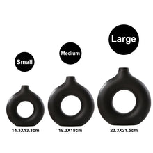 Load image into Gallery viewer, Nordic Hollow Donut Ceramic Vase - Minimalist Modern Art