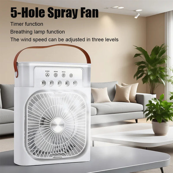 3-in-1 Mini Portable Mist Cooling Fan - USB Rechargeable Air Cooler
