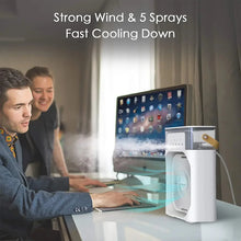 Load image into Gallery viewer, 3-in-1 Mini Portable Mist Cooling Fan - USB Rechargeable Air Cooler