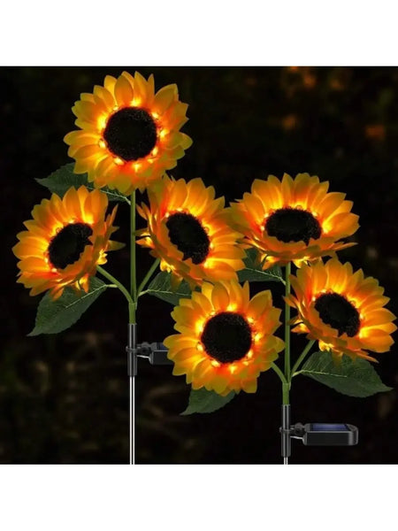 Solar Powered Sunflower Ground Lights - Waterproof Garden Decor