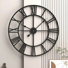 Load image into Gallery viewer, 3D Large Metal Roman Numeral Clock - Silent Vintage Wall Art